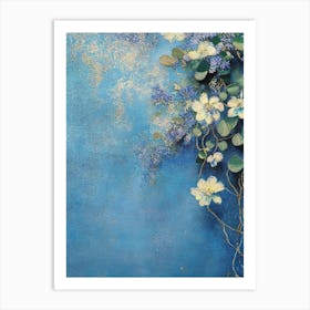 Blue Floral Textured Art Print