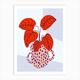 Red Plant In A Pot Art Print