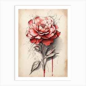 Red Rose Tattoo Design Art Print