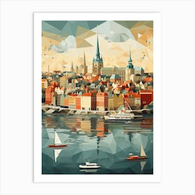 Stockholm, Sweden, Geometric Illustration 3 Art Print