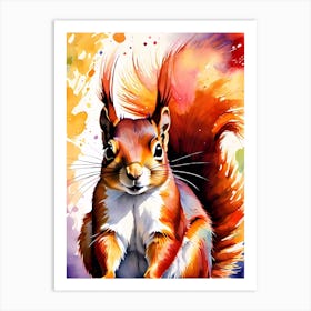 Red Squirrel Watercolor Painting Art Print