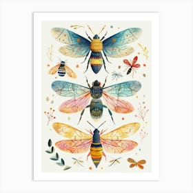 Colourful Insect Illustration Bee 1 Art Print