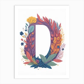 Colorful Letter D Illustration 3 Art Print