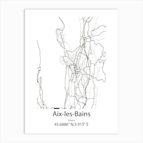 Aix Les Bains,France Minimalist Map Art Print