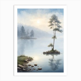 Misty Lake Art Print