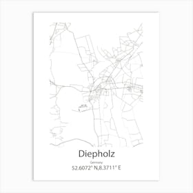 Diepholz,Germany Minimalist Map Art Print