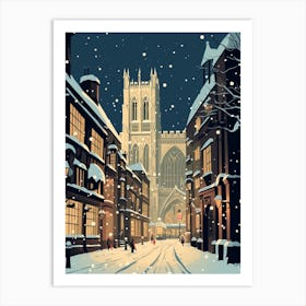 Winter Travel Night Illustration York United Kingdom 1 Art Print