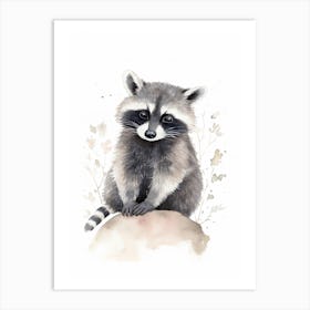 Baby Raccoon Watercolour Nursery 1 Art Print