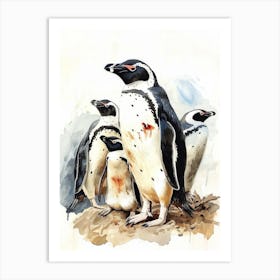 Humboldt Penguin Dunedin Taiaroa Head Watercolour Painting 2 Art Print