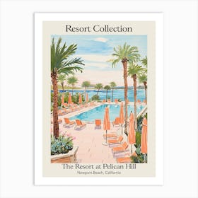 Poster Of The Resort Collection At Pelican Hill   Newport Beach, California   Resort Collection Storybook Illustration 4 Art Print
