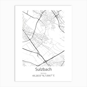 Sulzbach,Germany Minimalist Map Art Print