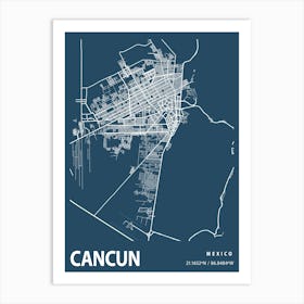 Cancun Blueprint City Map 1 Art Print