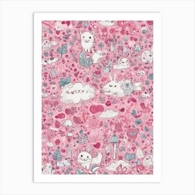 Pink Doodles 1 Art Print