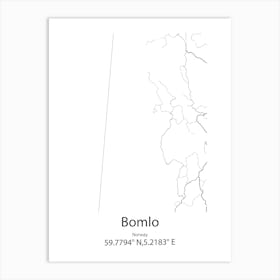 Bomlo,Norway Minimalist Map Art Print