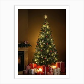 Christmas Tree Illuminated Season Home Background Holiday Merry Magic Fire Celebration Hou (38) Art Print