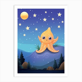 Star Sucker Pygmy Octopus Kids Illustration 3 Art Print