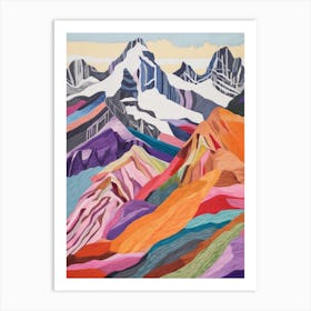 Grossglockn Austria 1 Colourful Mountain Illustration Art Print