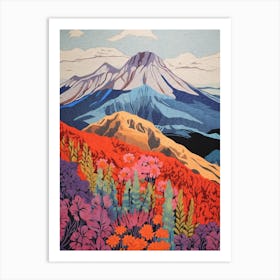 Mount St Helens United States 4 Colourful Mountain Illustration Art Print