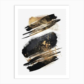 Gold And Black Brush Strokes 52 Art Print