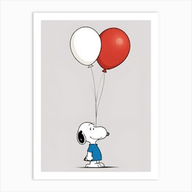 Snoopy With Balloons Art Print