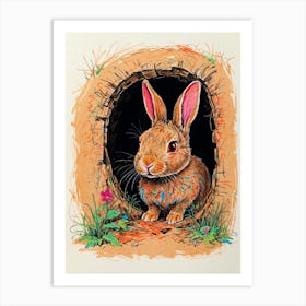 Rabbit In A Hole 1 Art Print