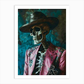 Skeleton In Pink Suit Art Print