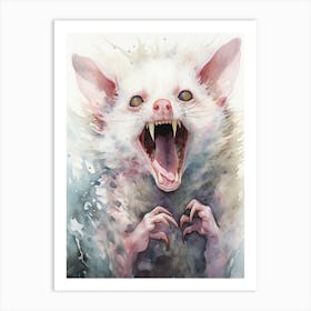 Light Watercolor Painting Of A Hissing Possum 1 Art Print