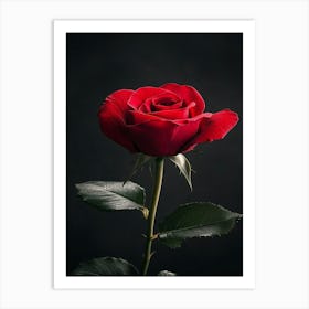 Red Rose On Black Background 31 Art Print