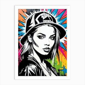 Graffiti Mural Of Beautiful Hip Hop Girl 40 Art Print