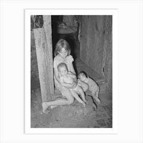Children Of Agricultural Day Laborer In Doorway Of Home Near Tullahassee, Oklahoma, Wagoner County By Russe Art Print