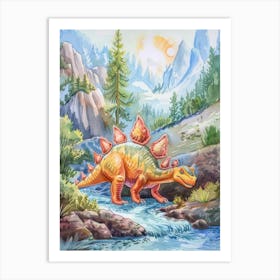 Stegosaurus Storybook Painting 2 Art Print