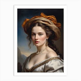 Elegant Classic Woman Portrait Painting (26) Art Print