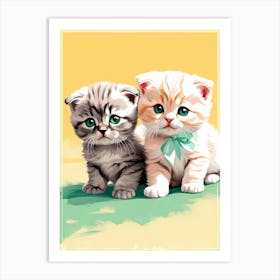 Adorable Two Scottish Fold Kittens Art Print