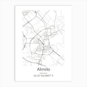 Almelo,Netherlands Minimalist Map Art Print