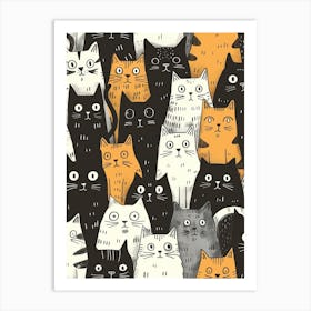 Perfectly Repeatable Artwork With Cute Cat Faces 84 Art Print