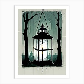 Lantern In The Woods Art Print