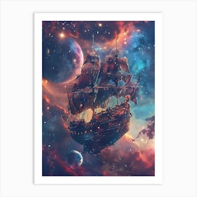 Fantasy Ship Floating in the Galaxy 11 Art Print