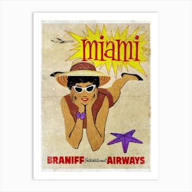 Vintage Travel Poster ― Miami Braniff International Airways Art Print