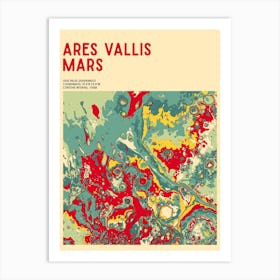 Ares Vallis Mars (Pathfinder Landing Site) Topographic Contour Map Art Print