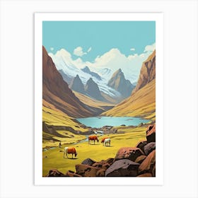 Lares Trek Peru 2 Vintage Travel Illustration Art Print