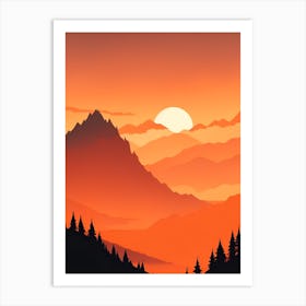 Misty Mountains Vertical Composition In Orange Tone 71 Art Print