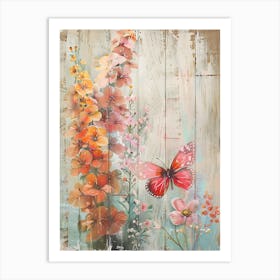 Butterfly And Flowers 18 Art Print