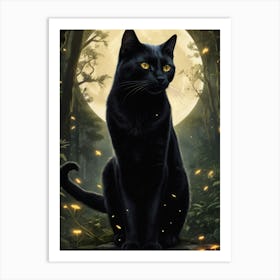 Black Cat In The Forest Poster