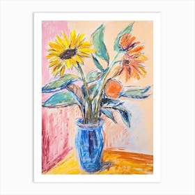 Flower Painting Fauvist Style Sunflower 1 Art Print