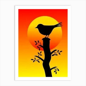 Silhouette Of A Bird At Sunset Art Print