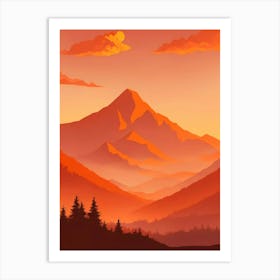 Misty Mountains Vertical Composition In Orange Tone 17 Art Print