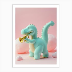 Pastel Toy Dinosaur Playing The Trumpet 3 Art Print