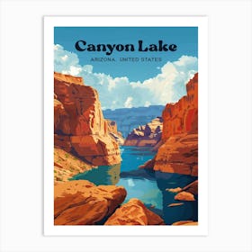 Canyon Lake Arizona Usa Reservoir Travel Art Illustration Art Print