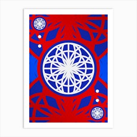 Geometric Abstract Glyph in White on Red and Blue Array n.0083 Art Print