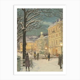 Vintage Winter Illustration Vienna Austria 2 Art Print